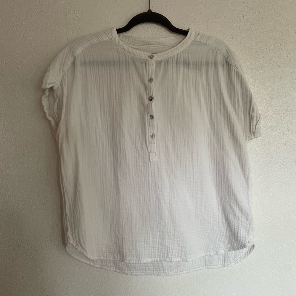 Faherty Cotton Button White Blouse Top